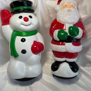 General Foam Plastics Santa Claus Snowman Pair Pathway Light Toppers Blow Molds